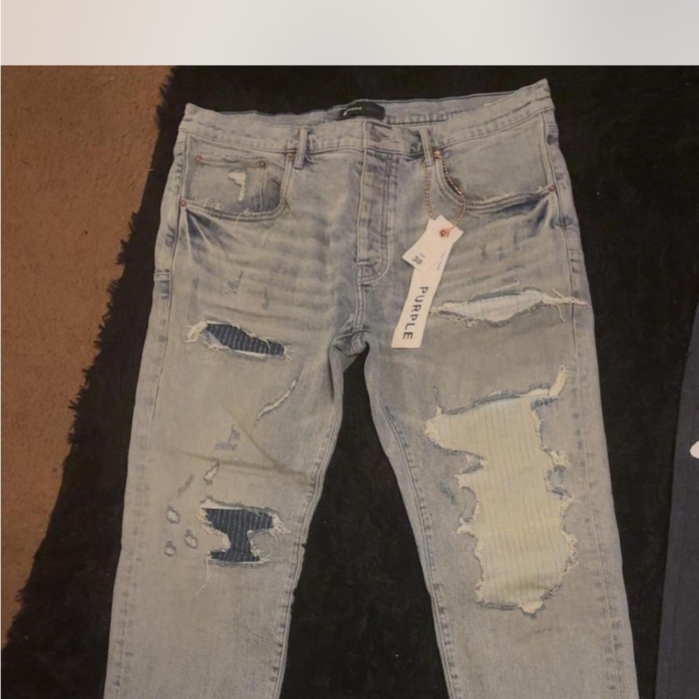 Men's Light Blue Distressed Skinny Jeans